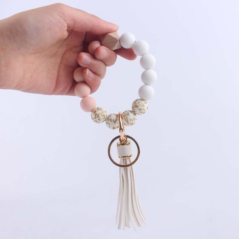 Llaves de muñeca con cuentas de silicona impresas al por mayor